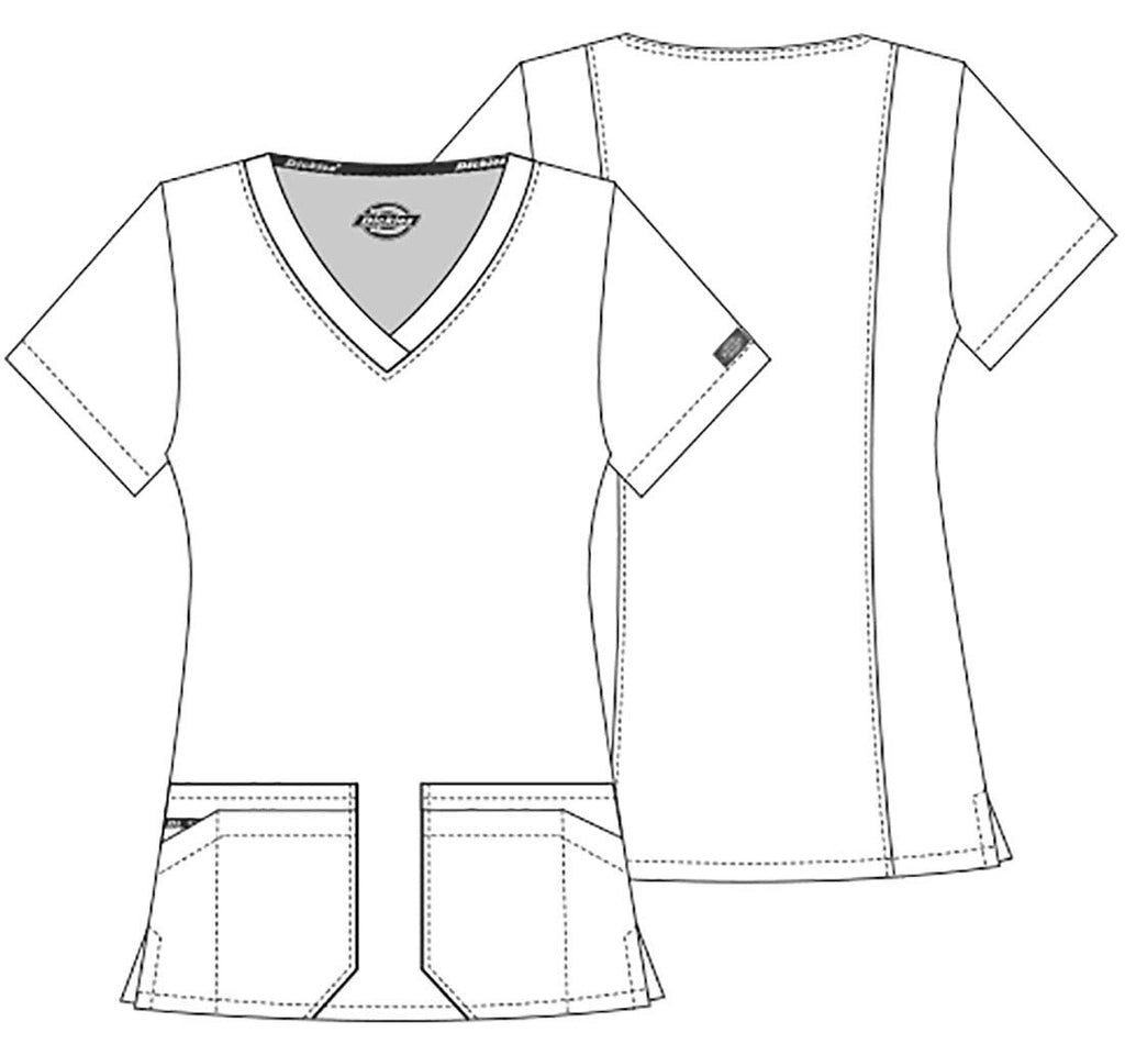 Cherokee womens Signature Jr. Fit V-neck Top medical scrubs shirts, White, XX-Large Plus