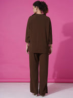 Selvia Womens Co-ords Set|Lycra Oversized Top & Trouser Set