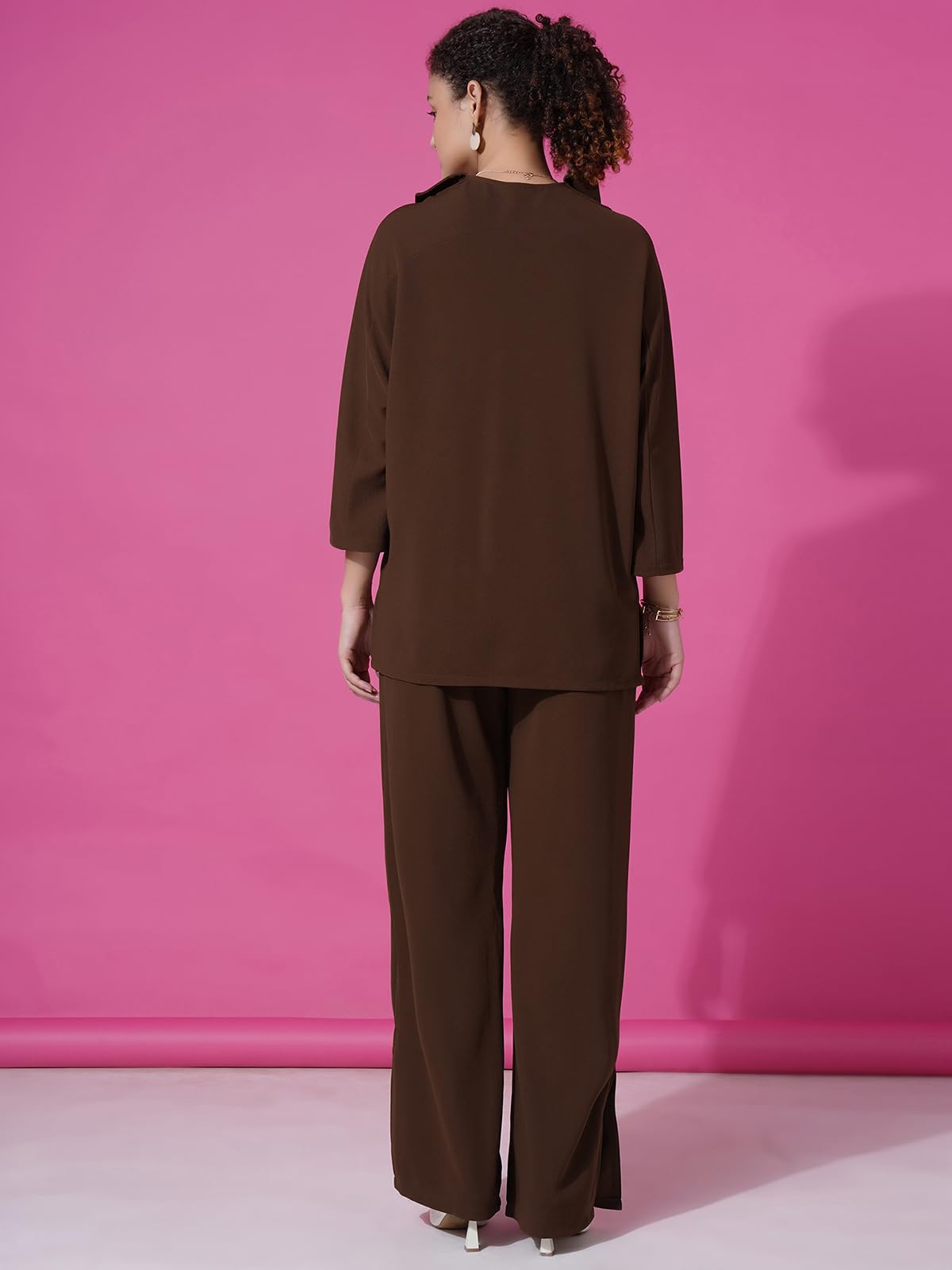 Selvia Womens Co-ords Set|Lycra Oversized Top & Trouser Set