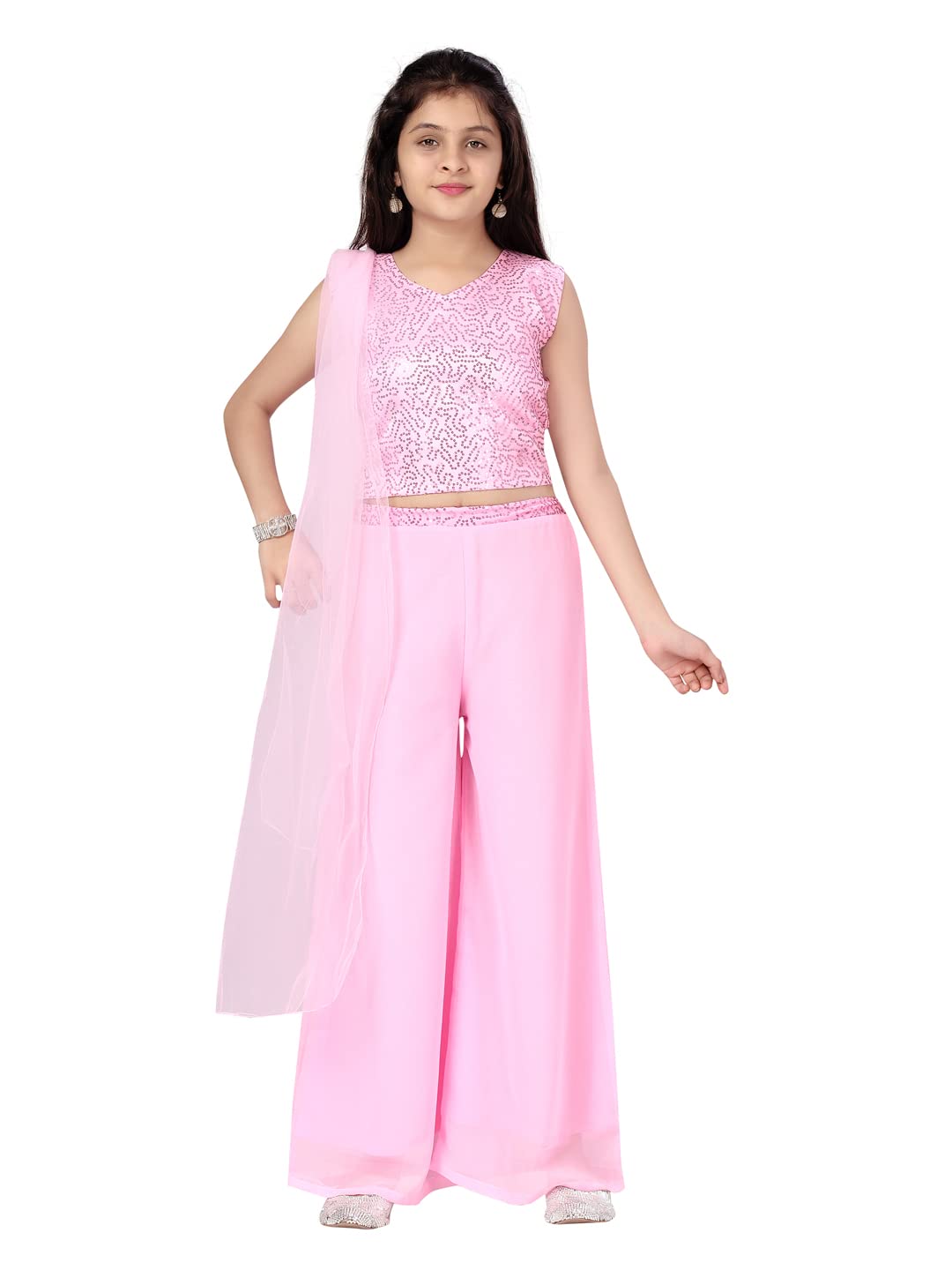 Aarika GirlS Cotton Blend Kurti Palazzo Set (Pt-21962_Pink_40)