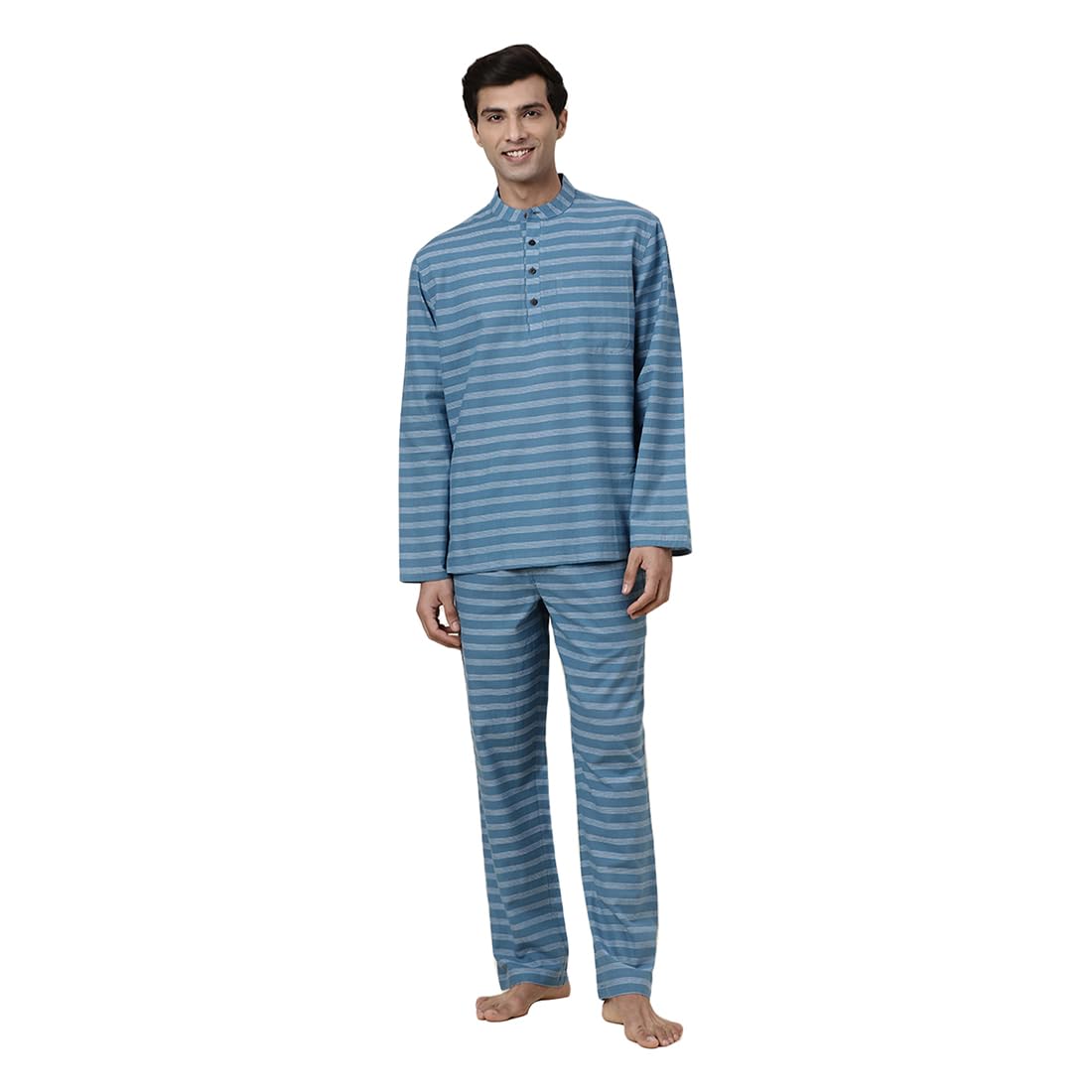 Fabindia Blue Cotton Pyjama Set, Blue (S)
