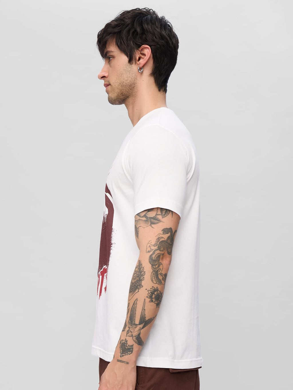 The Souled Store The Lion King: Scar Men and Boys Short Sleeves Round Neck White Graphic Printed Regular Fit Cotton T-Shirts
