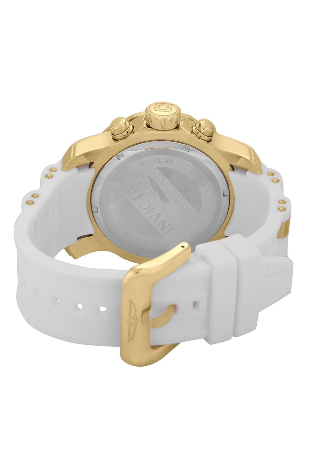 Invicta Men's Pro Diver Stainless Steel Quartz Watch with Silicone Strap, Gold, White, 26 (Model: 20291)