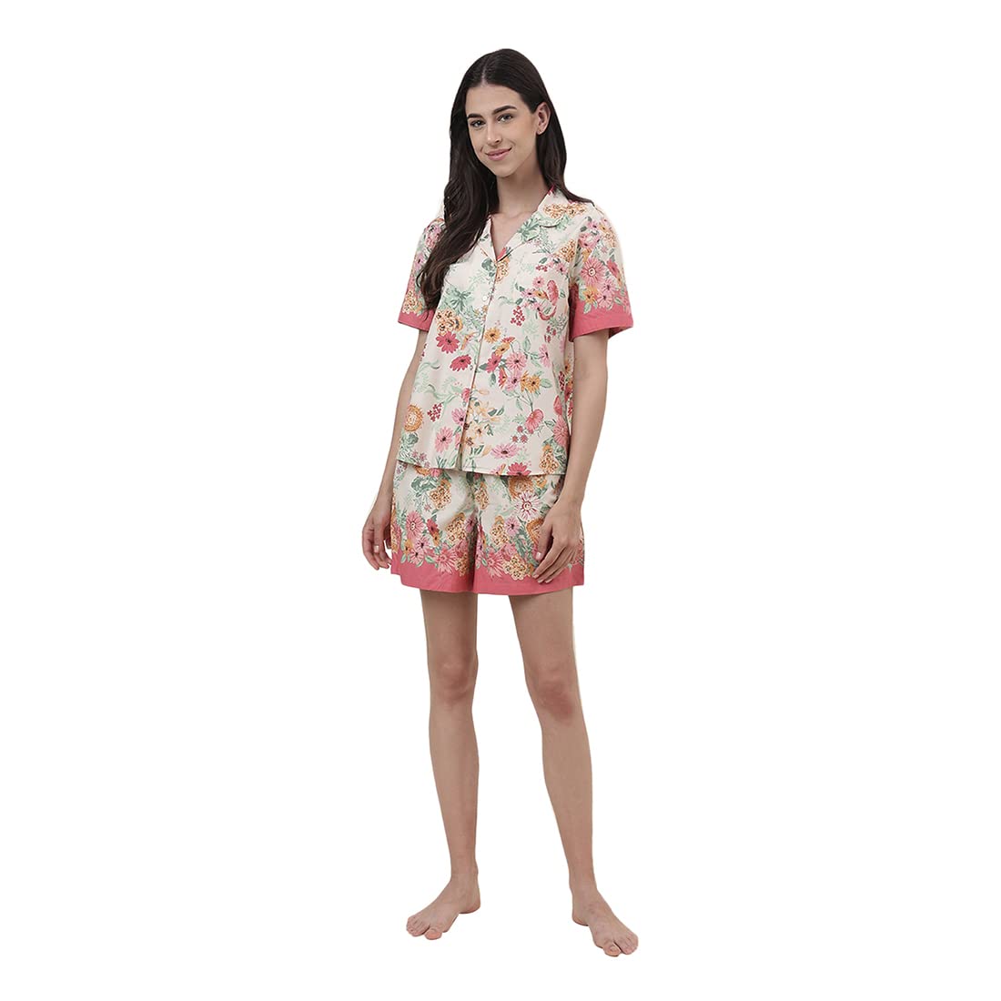 Fabindia Pink Cotton Printed Set (L)