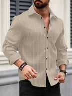 Deelmo MenS Regular Fit Checks Pattern Polyester Blend Shirt With Collared Neck Long Sleeve And Standard Length | Shirt For Man