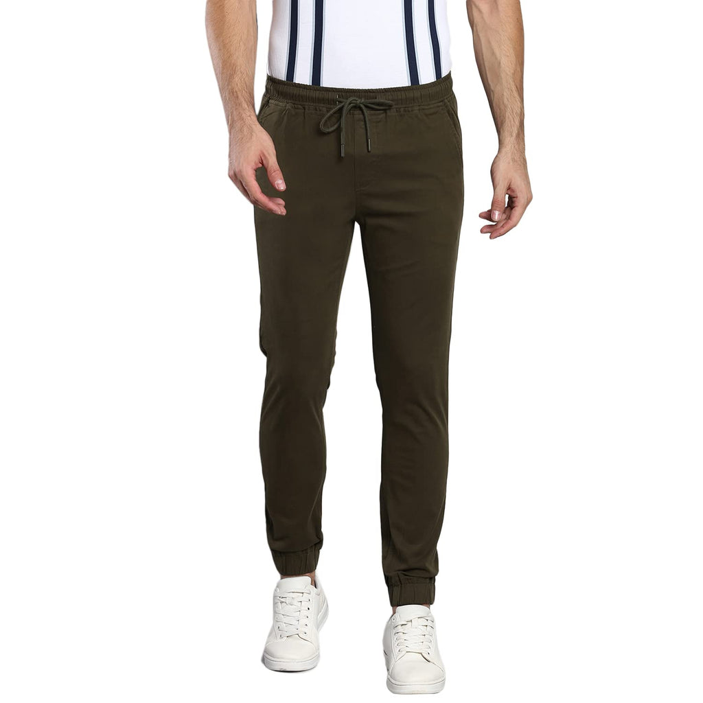 Dennis Lingo Solid Cotton Mens Casual Drawstring Joggers, Straight Fit, Mid Rise, Stretchable Ankle Length Athletic Track Pants