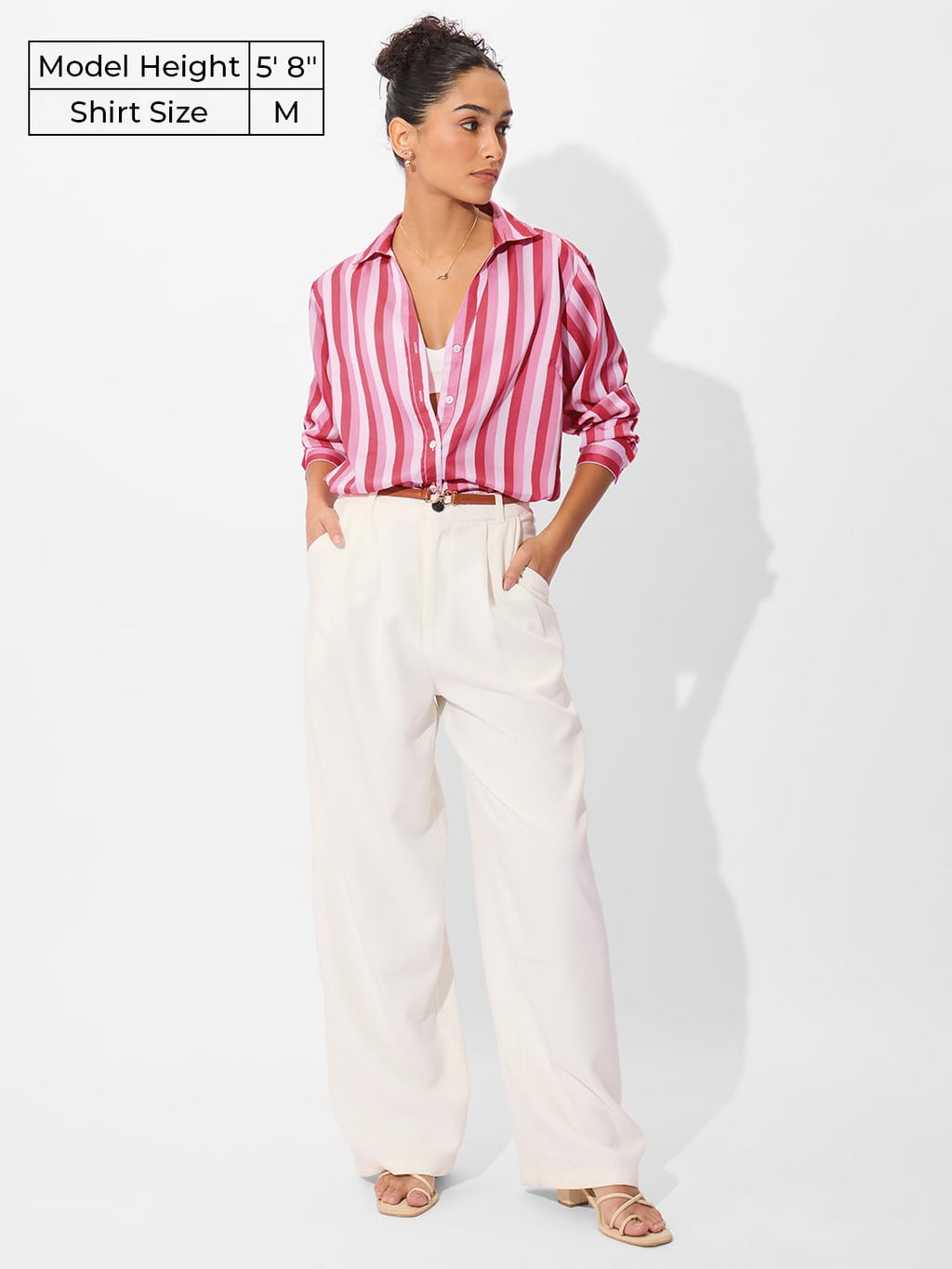 The Souled Store Satin Shirt : Rosebud Stripes Women & Girls Long Sleeve Collared Neck Button Down Regular Fit Cotton Shirts
