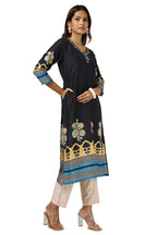 Soch Womens Black Muslin Blend Printed Kurta With Cutdana