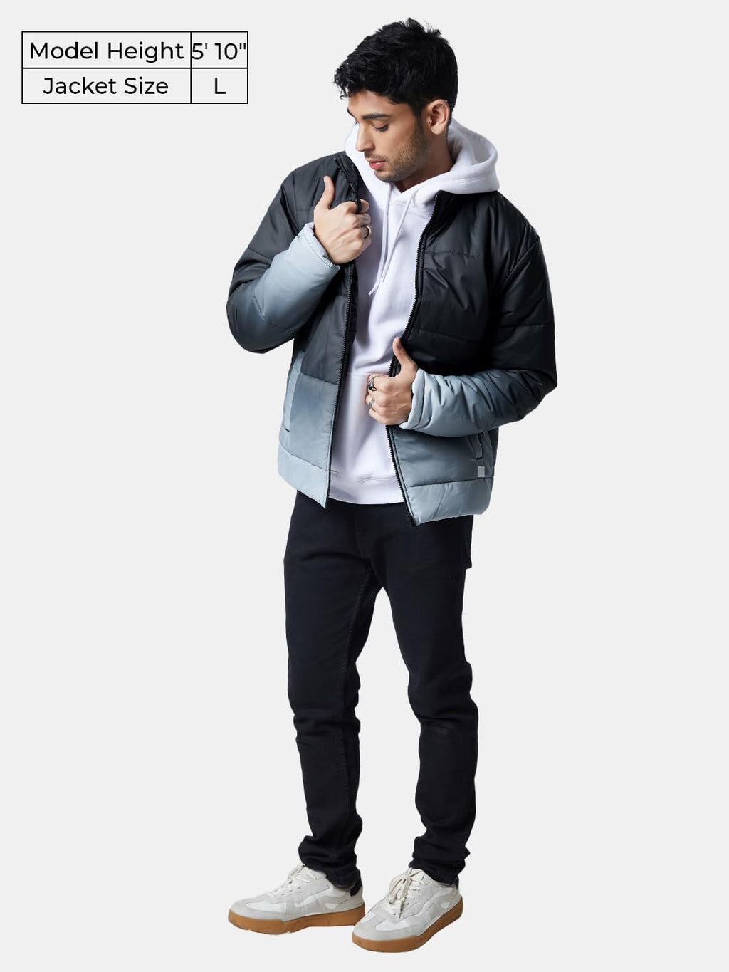 The Souled Store| Gangsta Jacket Mens and Boys Puffer Jackets|Full Sleeve|Regular fit Solid| 100% Polyester Grey Color Men Puffe