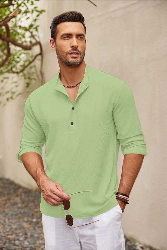 Zartha MenS Regular Fit Solid Pattern Cotton Blend Kurta With Spread Collar Long Sleeve And Standard Length | Shirt For Man Lig