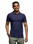 Nobero MenS Boys Plain Cotton Round Neck Golf Tees Navy Blue Casual Sports Gym Wear Collared Polo T-Shirts For Mens Boys Cotton