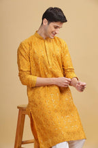 Be Active MenS Cotton Regular Kurta (Sk0801-Kr_Mehndi Yellow