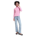 Bewakoof Womens Solid Regular Fit Full Sleeve High Neck Acrylic Sweater Pink
