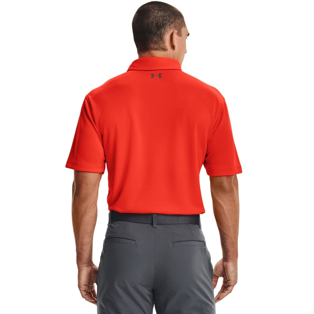 Under Armour Men's Tech Golf Polo, Phoenix Fire (296)/Pitch Gray, Large
