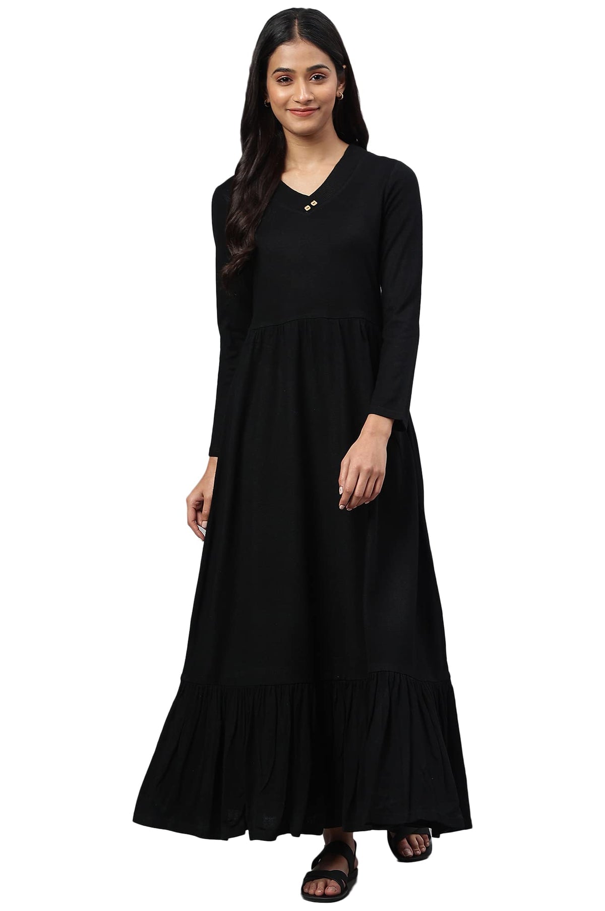 Black Acrylic Plus Size Winter Dress
