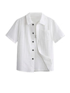 TAGAS Polyester Boys Striped Regular Fit Shirt White
