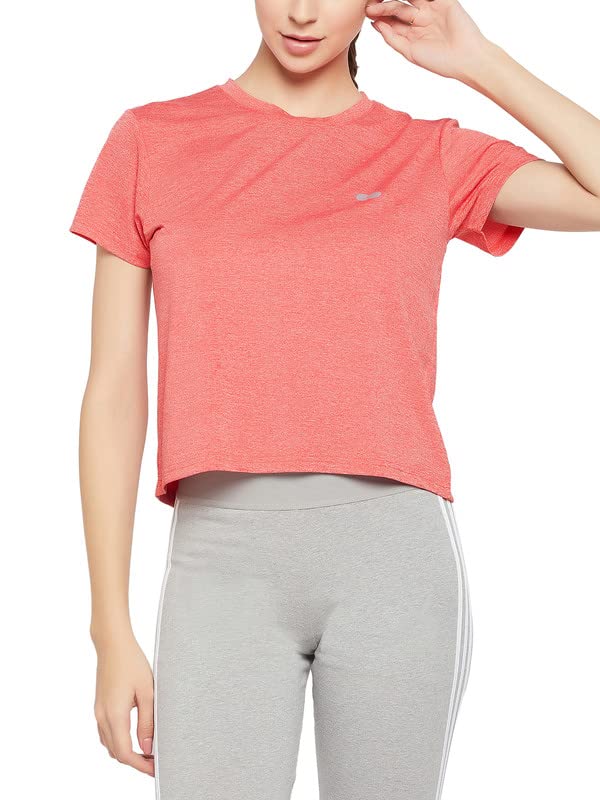 Clovia Womens Comfort Fit Cropped Active T-Shirt in Pink (AT0187P22_Pink_M)