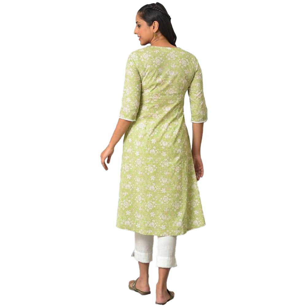 Aurelia Green Floral Printed Printed Cotton Regular Kurta For Women