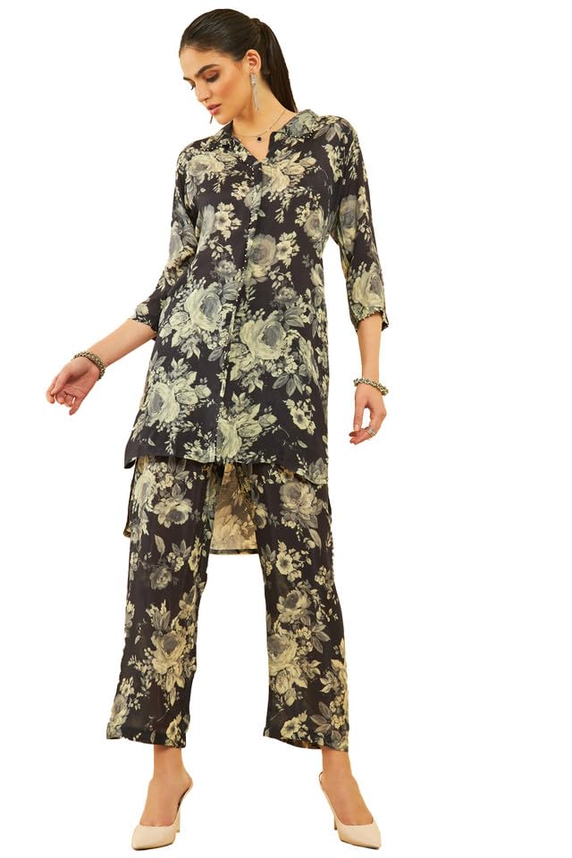 Soch Women Silk Blend Floral Print Ethnic Wear