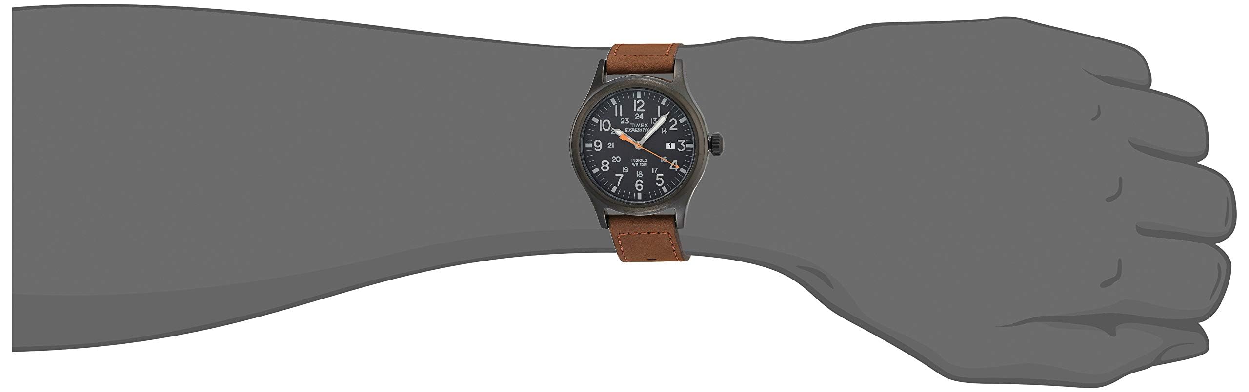 Timex Men's Expedition Scout 40mm Watch - Black Case Black Dial with Brown Leather Strap