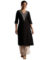 Libas WomenS Viscose Rayon Yoke Design A-Line Kurta (29190Or Black