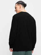 Bewakoof Mens Solid Regular Fit Full Sleeve Round Neck Cotton Sweatshirt Black
