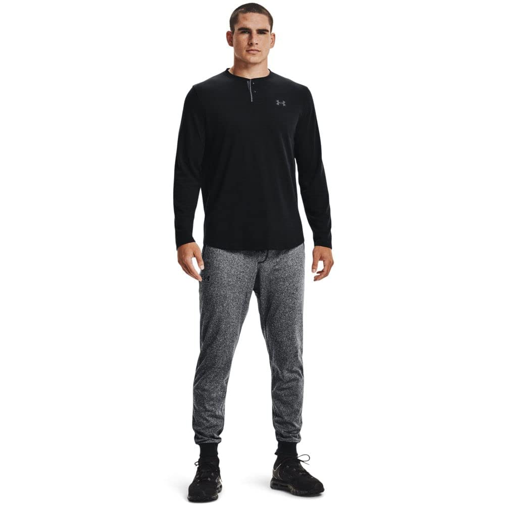 Under Armour Men's Tricot Joggers, Black Full Heather (001)/Black, X-Large