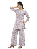 Tee Projekt Cotton Ethnic Wear Co Ord Set For Women | Festive Co Ord Set For Women Purple