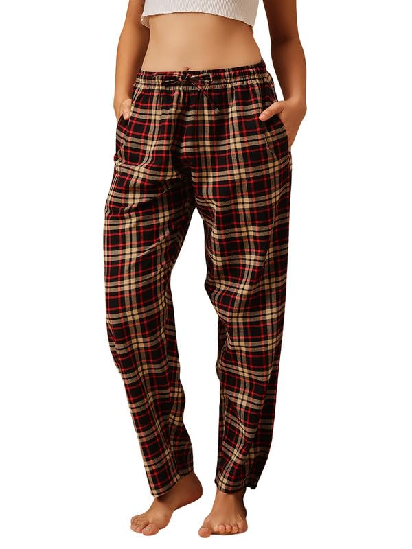 Clovia Womens Cotswool Checkered Winterwear Pyjama With Pocket (LB0200E13_Black_L)