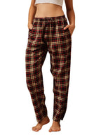 Clovia Womens Cotswool Checkered Winterwear Pyjama With Pocket (LB0200E13_Black_L)
