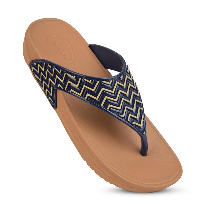 Action Womens Thong FlipFlopsAN39WoodBlue8 8