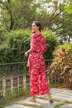 ANNI DESIGNER Womens Rayon Blend Straight Printed Co-Ord Set (Bhata Pink_XL_Pink_X-Large)
