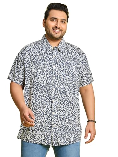 Bigbanana MenS Plus Size Regular Fit Printed Shirt(Eliud,Blue,6Xl)