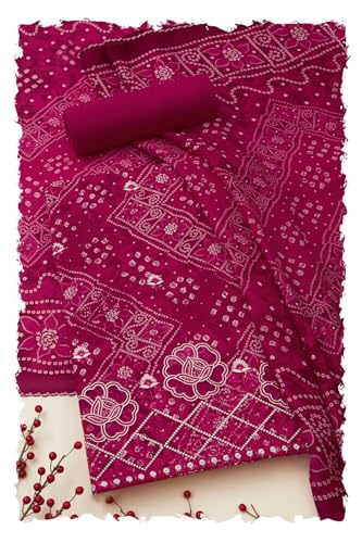 Soch Women Rayon Bandhani Print Unstitched Dress Material with Sequins