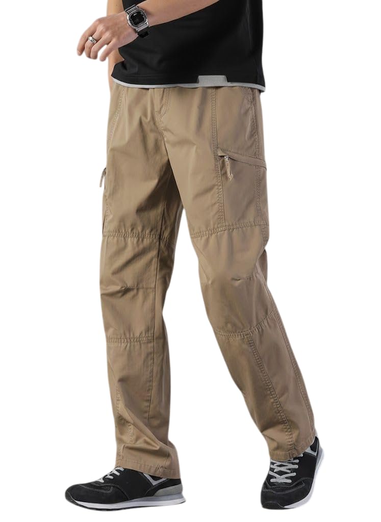 The Febza MenS Cargo Pants | Casual Cotton Cargo Trousers For Men | Regular Fit Multi Pocket Outdoor Travel Pants | Stylish Comf 32
