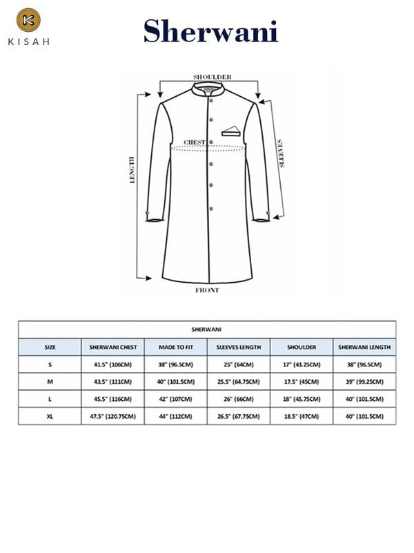 Kisah MenS Sherwani & Trouser Set  Embellished Silk Blend Jacquard Ethnic Wear For Men  Regular Fit Wedding & Festive Look  Dry