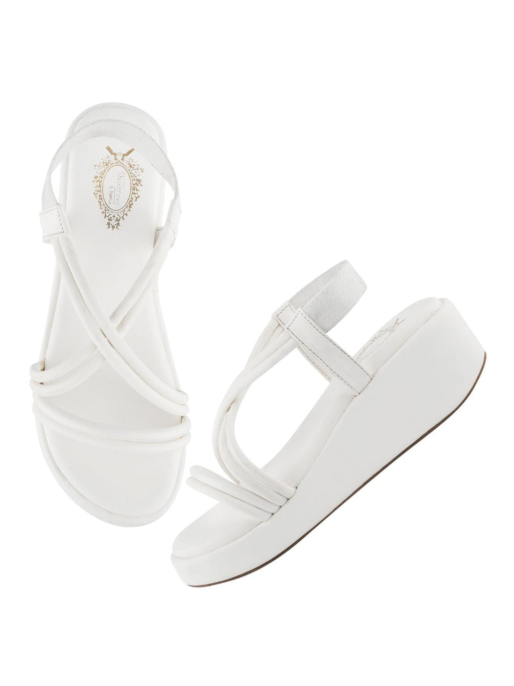 Shoetopia WomenS & Girls White Wedges Sandal  Solid Criss-Cross Strap Design  Stylish, Comfortable, Durable Heels  Perfect For C