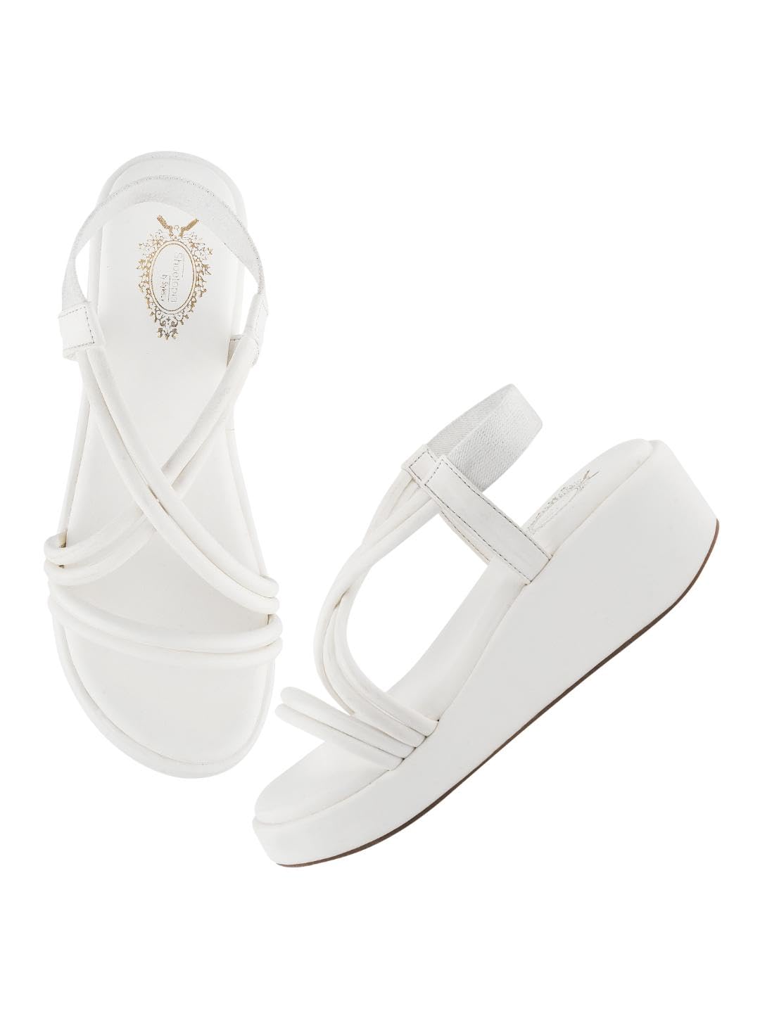 Shoetopia WomenS & Girls White Wedges Sandal  Solid Criss-Cross Strap Design  Stylish, Comfortable, Durable Heels  Perfect For C