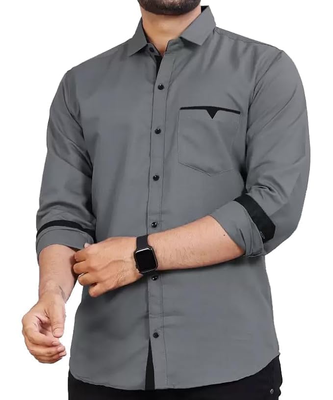 CB-COLEBROOK Mens Regular Fit Solid Soft Touch Cotton Casual Shirt with Pocket Design with Spread Collar & Full Sleeves (Availa