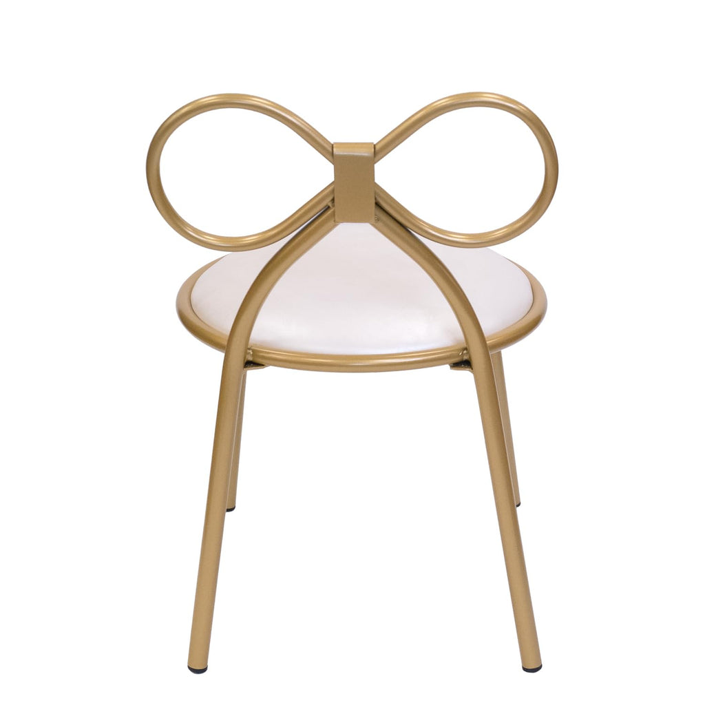 Set Of 4 Metal Kids Bow Chair With Gold Vinyl Seat Cushion