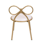Set Of 4 Metal Kids Bow Chair With Gold Vinyl Seat Cushion