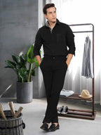 Tee Projekt Cotton Office wear Shirt|| Solid Shirt for Mens|| Casual Shirt for Men||Long Sleeve Spread Collar Shirt for Men Bla
