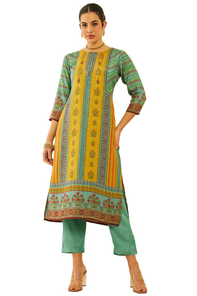 Soch Women Muslin Ethnic Motif Printed Kurta Set with Sequins