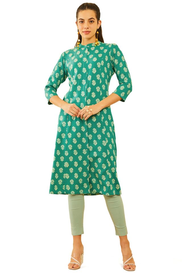 Soch Women Rayon Floral Printed Princess Line Panelled Kurta