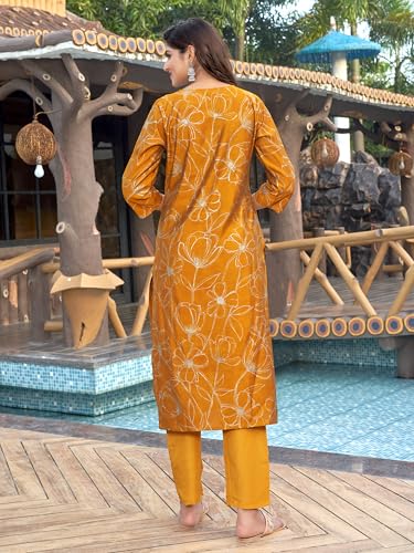 Shienzy Cotton Blend Straight Women'S Kurtas & Kurtis (1604_Kbd-Xl_Yellow