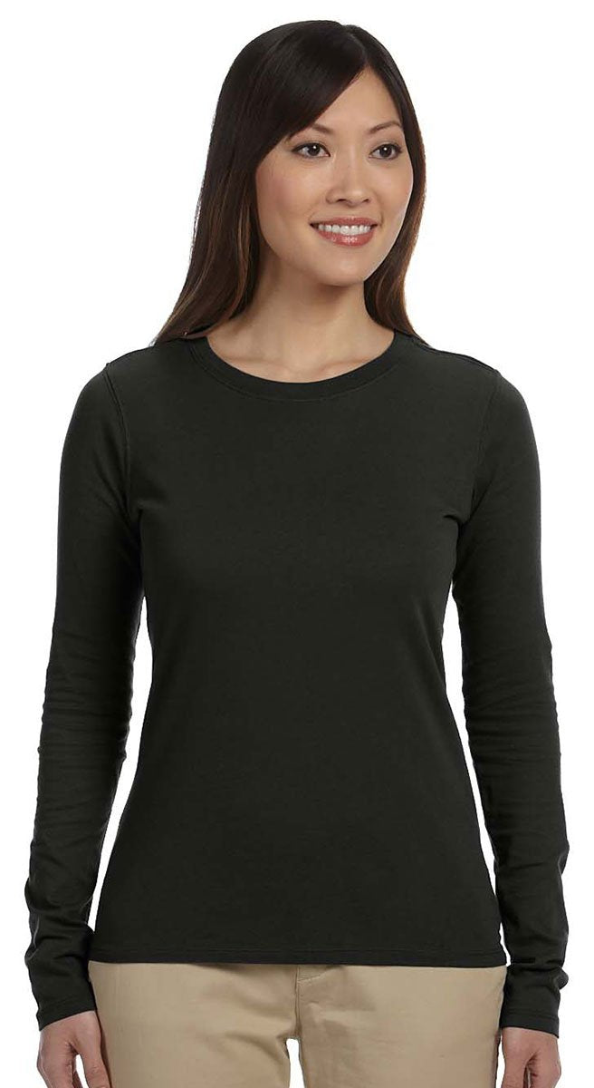 Ladies 44 oz 100% Organic cotton classic Long-Sleeve T-Shirt - BLAcK - S(D0102H7Z22P)