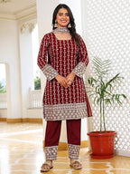 Fashion Basket Georgette Kurta Set With Duptta And Bottom For Women