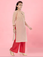 Aarika Girls Peach Colour Cotton Embroidery Kurti (KURTI-K-181-PEACH-32)