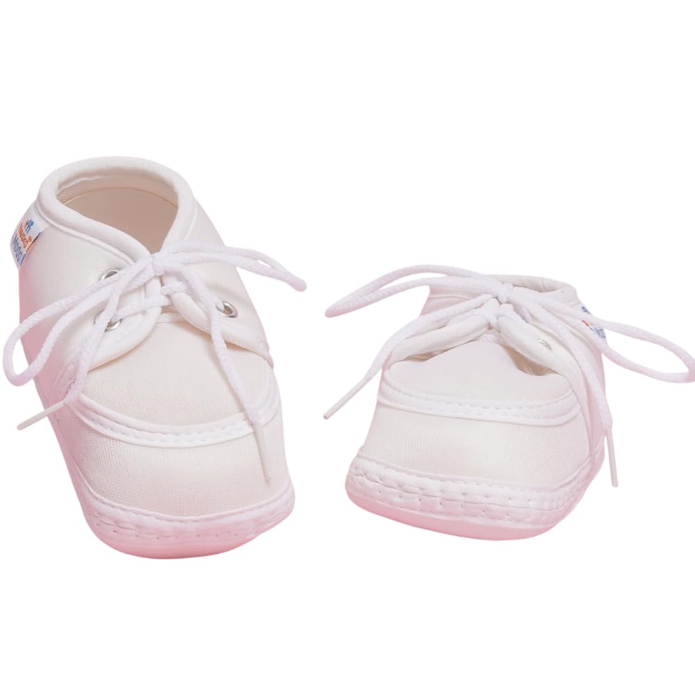 Neska Moda 0 To 6 Months Baby Boys & Baby Girls Cute Soft Cotton PreWalker Lace Booties (White)Bt4885 0-6