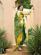 ANNI DESIGNER Womens Cotton Blend Straight Printed Kurta with Pant & Dupatta (Kerul Yellow_S_Yellow_Small)